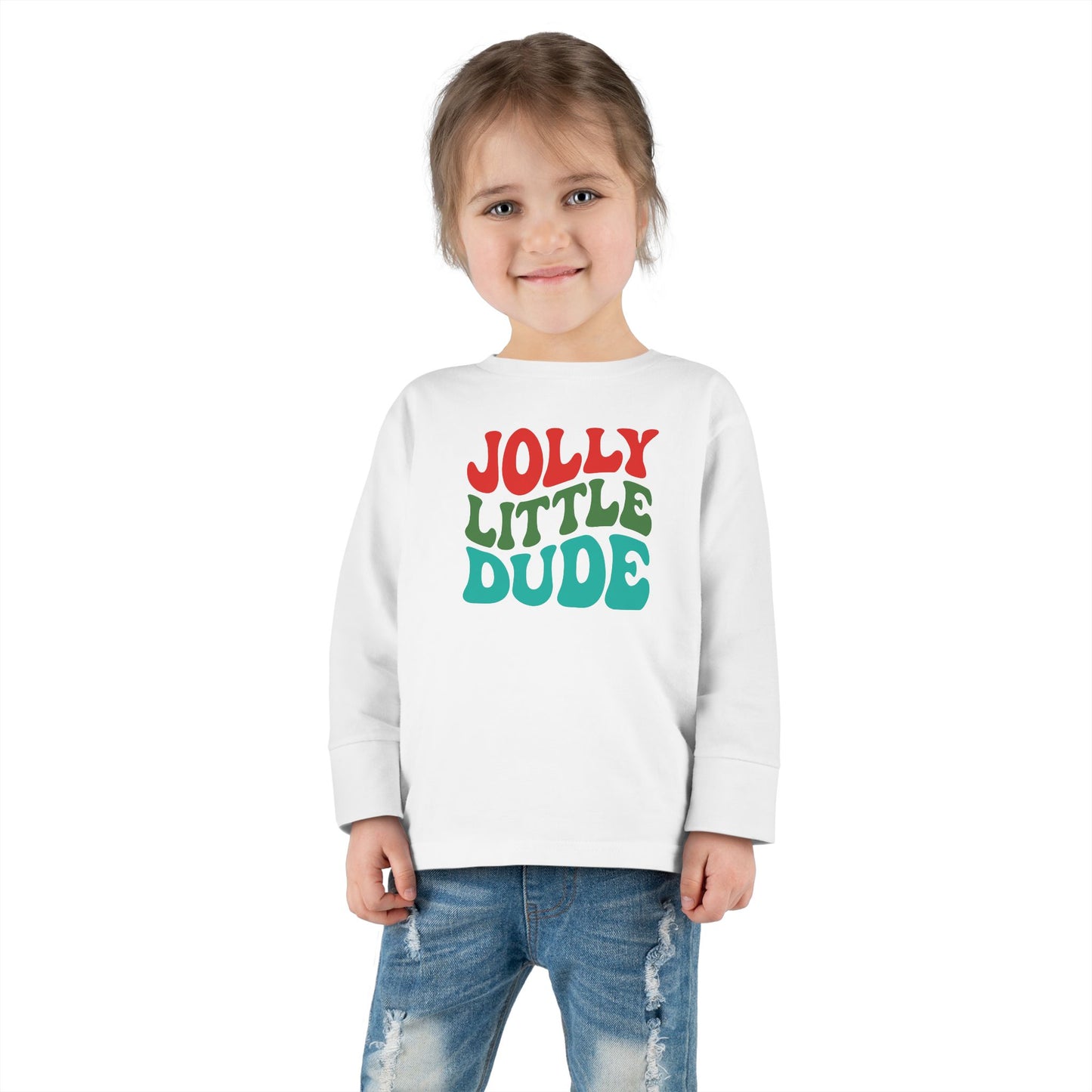 Jolly Little Dude Toddler Long Sleeve Tee, Christmas Toddler Shirt, Christmas Toddler Long Sleeve Shirt