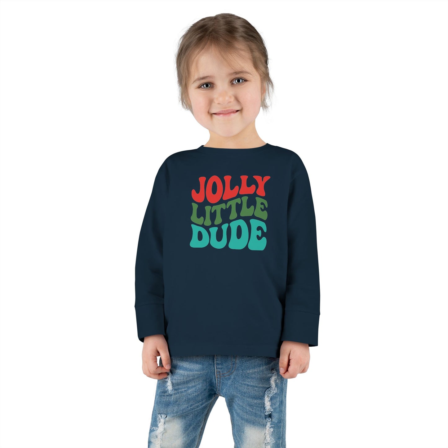 Jolly Little Dude Toddler Long Sleeve Tee, Christmas Toddler Shirt, Christmas Toddler Long Sleeve Shirt