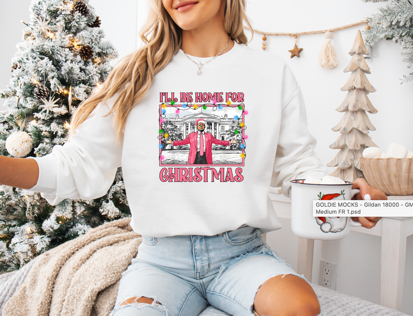 Christmas Lights Daddy's Home White House Trump, Election 2024, MAGA Trump Vance, Trump President, Funny Trump Sweatshirt