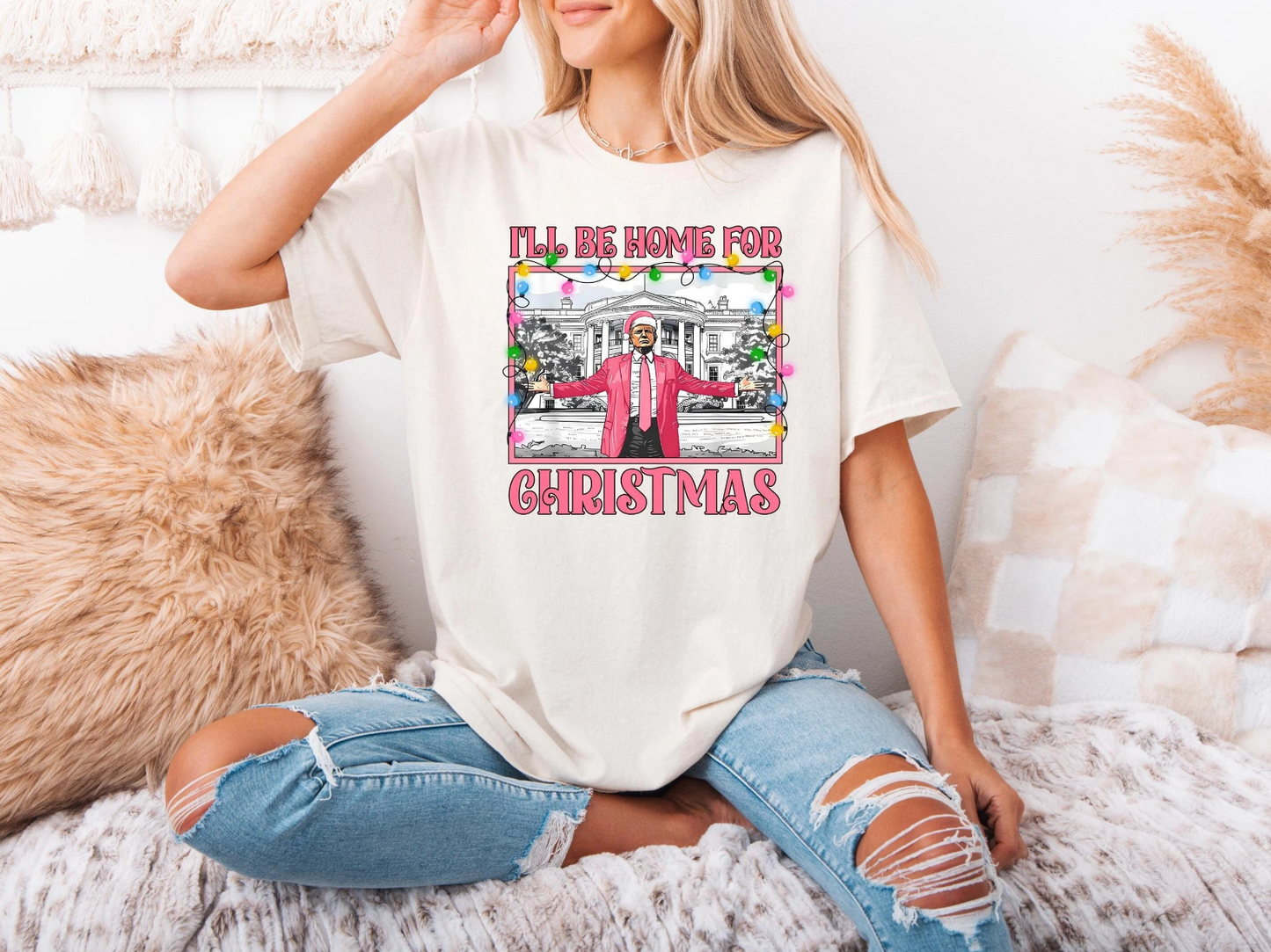 Christmas Lights Daddys Home White House Trump, Gildan Shirt