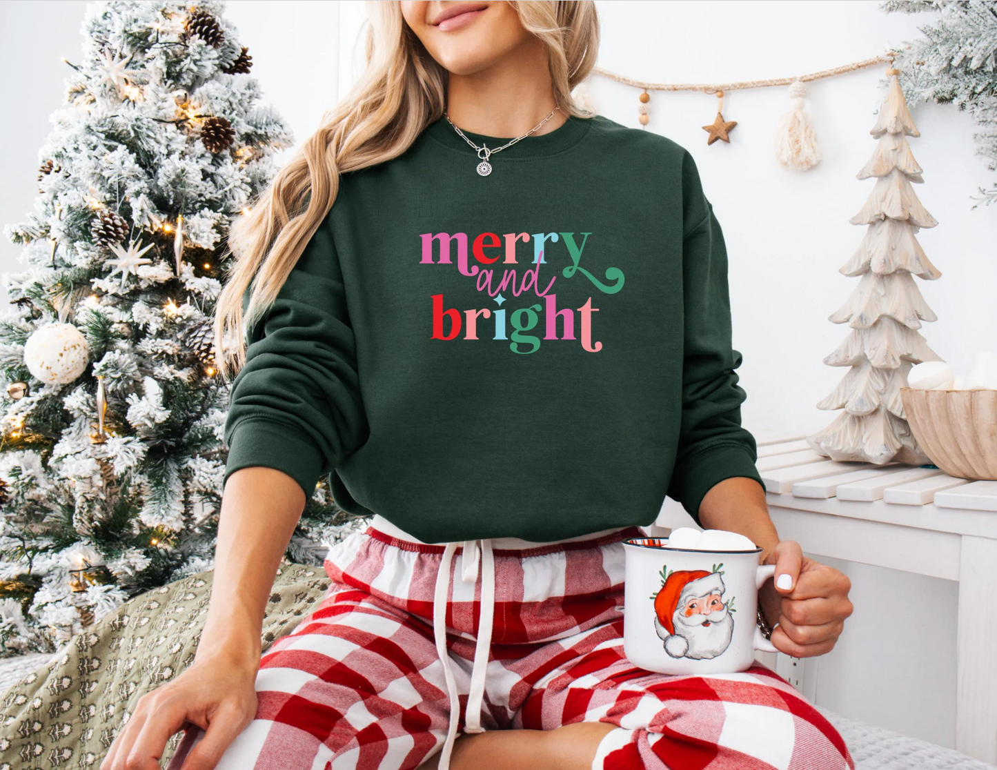 Merry and Bright Sweatshirt, Cute Christmas Sweatshirt, Gildan Sweatshirt, Cozy Sweatshirt, Sweater Weather, Winter Sweatshirt, Santa, Elf