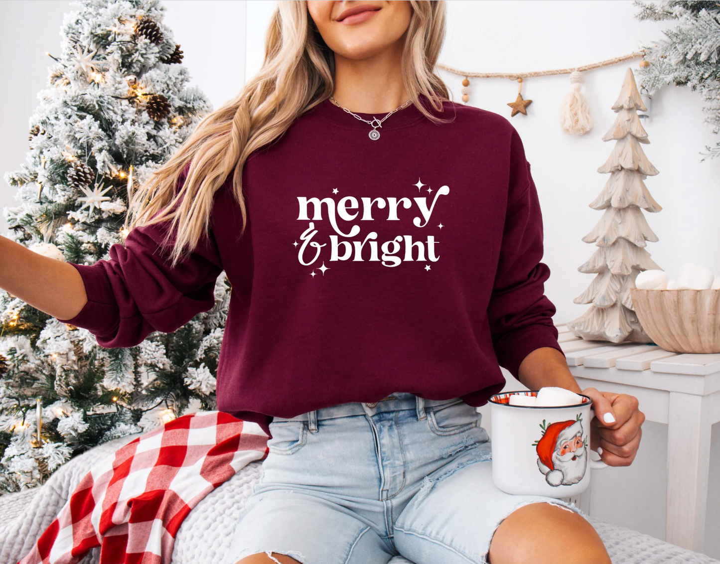 Merry and Bright Sweatshirt, Cute Christmas Sweatshirt, Gildan Sweatshirt, Cozy Sweatshirt, Sweater Weather, Winter Sweatshirt, Santa, Elf