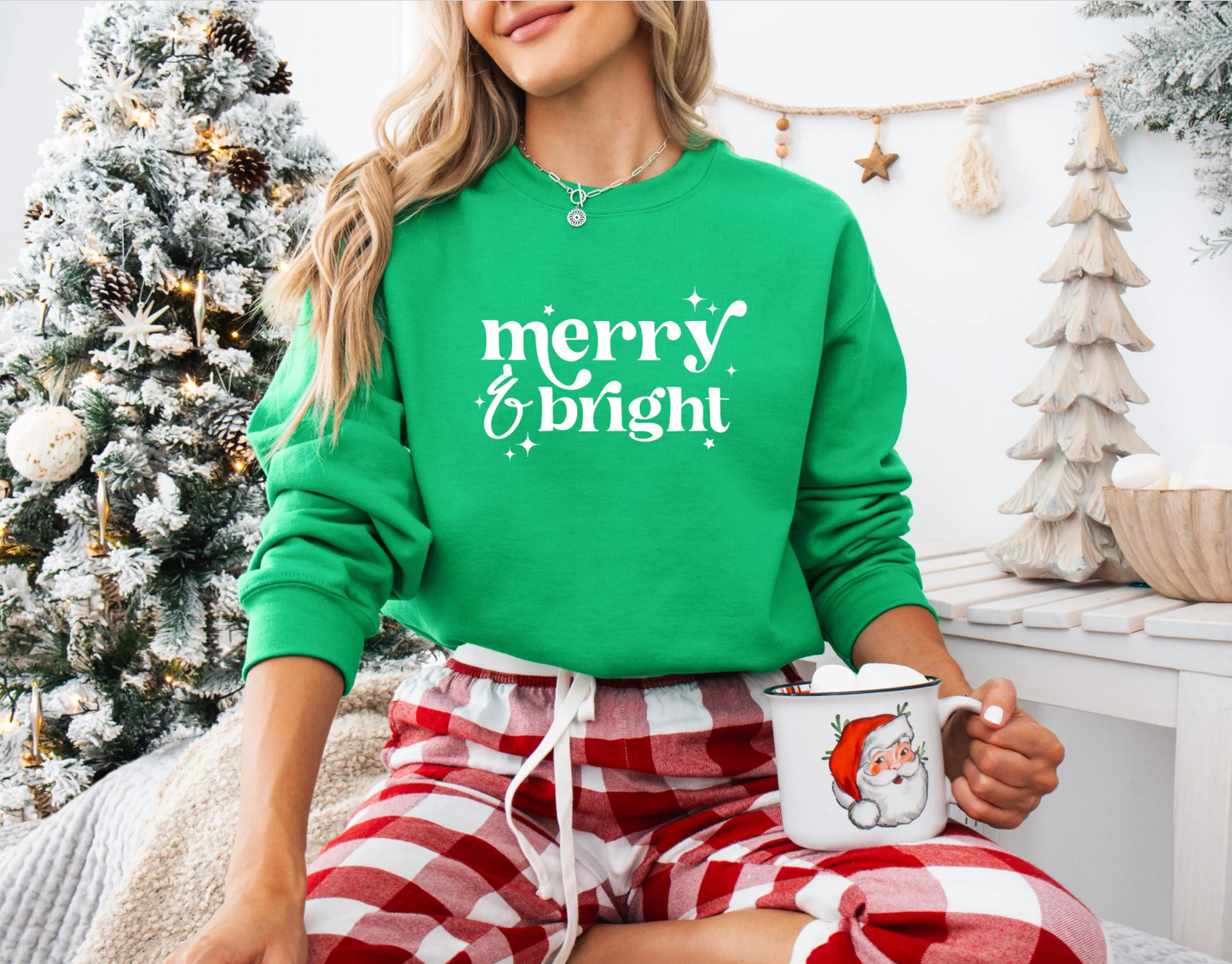 Merry and Bright Sweatshirt, Cute Christmas Sweatshirt, Gildan Sweatshirt, Cozy Sweatshirt, Sweater Weather, Winter Sweatshirt, Santa, Elf