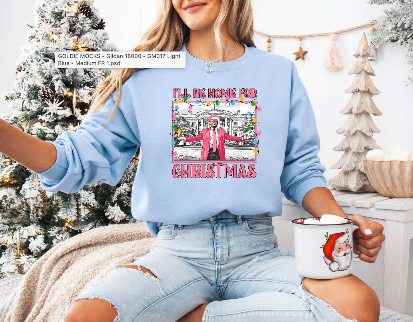 Christmas Lights Daddy's Home White House Trump, Election 2024, MAGA Trump Vance, Trump President, Funny Trump Sweatshirt