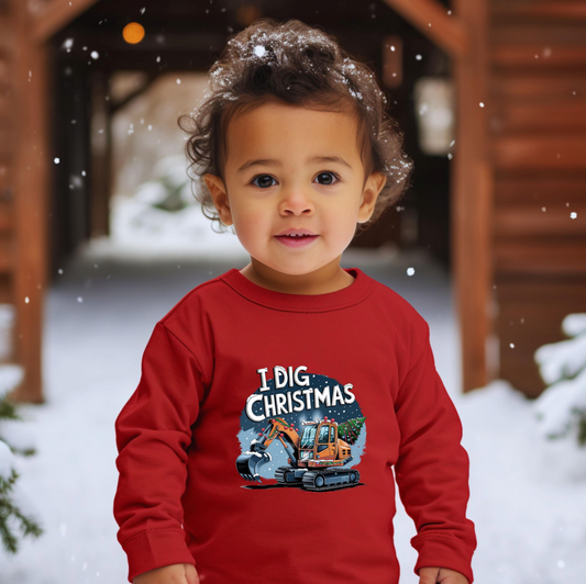 I Dig Christmas Toddler Long Sleeve Shirt, Christmas Toddler Shirt