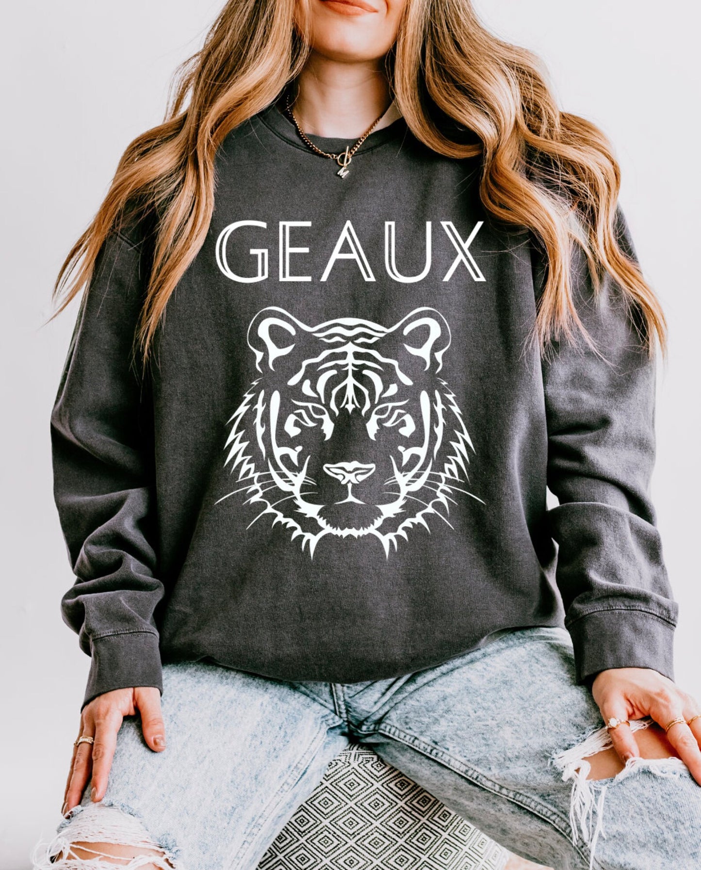 Geaux Tigers | Comfort Colors Unisex Lightweight Crewneck Sweatshirt