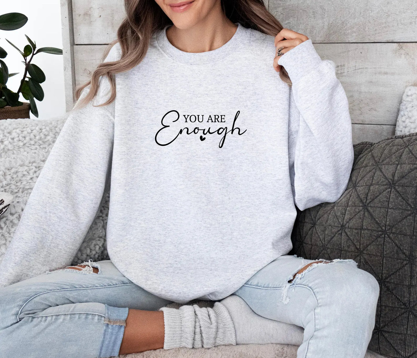 You are Enough Sweatshirt, Gildan 18000, Positive Affirmation Sweatshirt