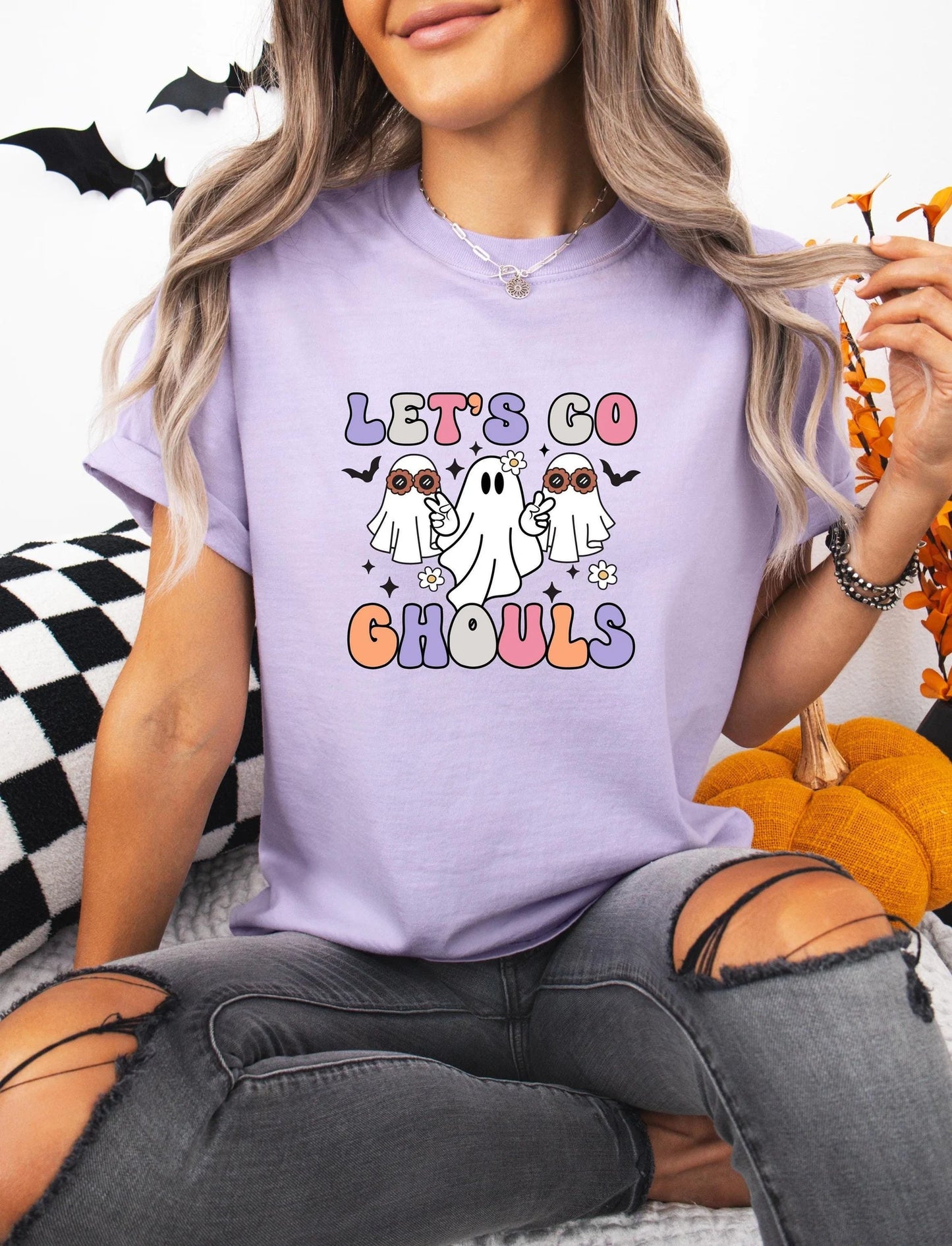 Let's Go Ghouls Shirt, Comfort Colors Shirt, Halloween Shirt, Cute Retro Halloween Shirt