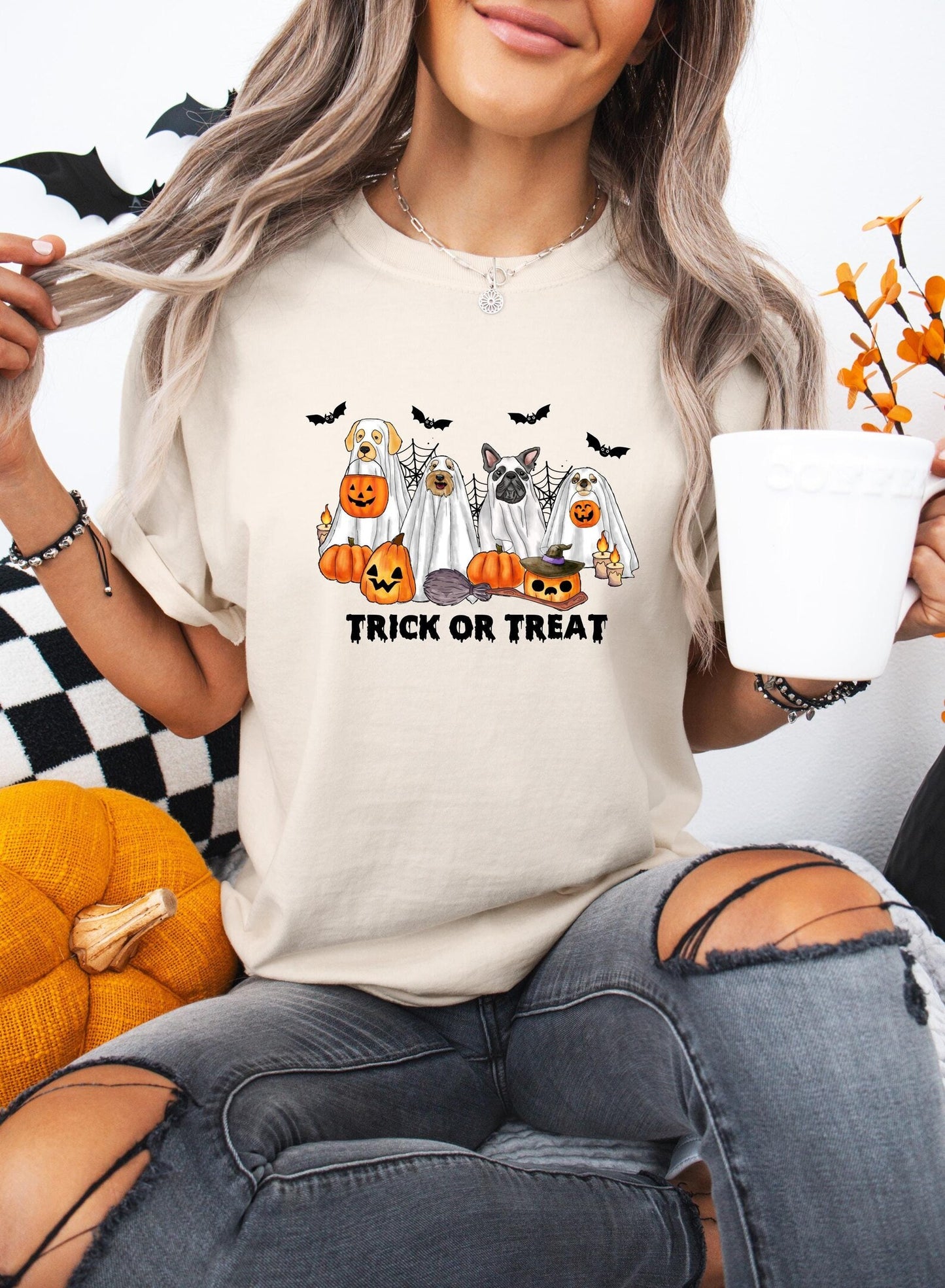 Trick or Treat Dogs Shirt, Comfort Colors T-Shirt, Halloween Shirt