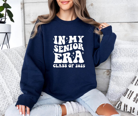 In my Senior Era Sweatshirt, Gildan Crewneck Sweatshirt, Senior 2025, Class of 2025, Seniors 2025